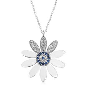 HİLALSHOP 925 Ayar Gümüş Nazarlı Papatya Kadın Gümüş Kolye