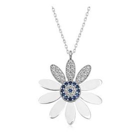 HİLALSHOP 925 Ayar Gümüş Nazarlı Papatya Kadın Gümüş Kolye