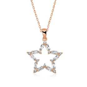 HİLALSHOP ​925 Ayar Rose Baget Taşlı Yıldız Gümüş Kolye
