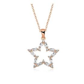 HİLALSHOP ​925 Ayar Rose Baget Taşlı Yıldız Gümüş Kolye