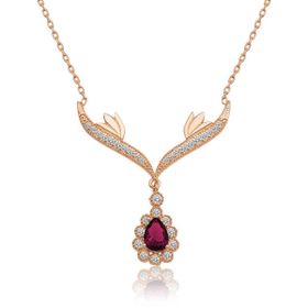 HİLALSHOP 925 Ayar Rose Kırmızı Taşlı Madalyon Kadın Gümüş Kolye
