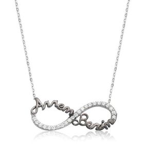 HİLALSHOP 925 Ayar Sonsuzluk Annem Benim Kadın Gümüş Kolye