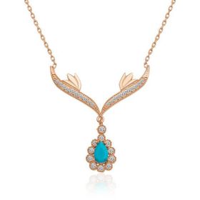 HİLALSHOP 925 Ayar Turkuaz Taşlı Madalyon Kadın Gümüş Kolye