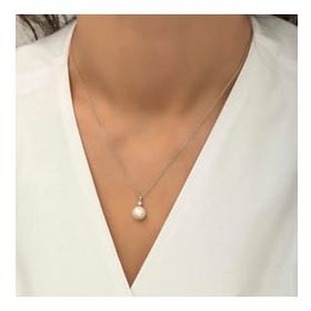 HİLALSHOP 925 Ayar Yuvarlak İnci Kadın Gümüş Kolye