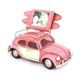 HİLALSHOP Dekoratif Metal Araba Çerçeveli ve Kumbaralı Hediyelik Çok Renkli Biblo