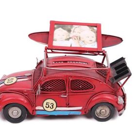 HİLALSHOP Dekoratif Metal Araba Çerçeveli ve Kumbaralı Hediyelik Çok Renkli Biblo