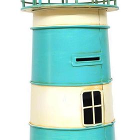HİLALSHOP Dekoratif Metal Deniz Feneri Kumbara Vintage Hediyelik Çok Renkli Biblo