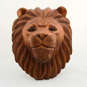 HİLALSHOP Maun Ağacı El Oyması Dekoratif Aslan Çok Renkli Biblo