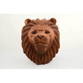 HİLALSHOP Maun Ağacı El Oyması Dekoratif Aslan Çok Renkli Biblo