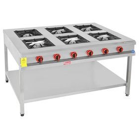 Himaksan Endüstriyel 150x100 cm Doğalgazlı Taban Raflı 6 Gözlü Ocak