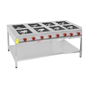 Himaksan Endüstriyel 200x100 cm Lpg Tüplü Taban Raflı 8 Gözlü Ocak