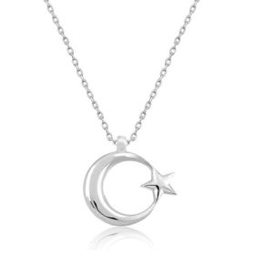 Himarry 925 Ayar Ay Yıldız Kadın Gümüş Kolye