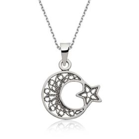 Himarry 925 Ayar Ay Yıldız Kadın Gümüş Kolye