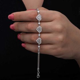 Himarry 925 Ayar Baget Taşlı Kalp Kadın Gümüş Bileklik