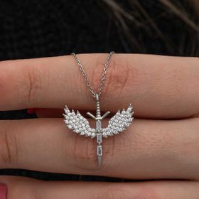 Himarry 925 Ayar Baget Taşlı Mikail Kılıcı Kadın Gümüş Kolye