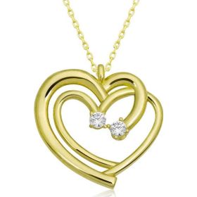 Himarry 925 Ayar Birleşmiş Kalpler Gold Kadın Gümüş Kolye