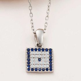 Himarry 925 Ayar Camgöz Kare Nazar Kadın Gümüş Kolye