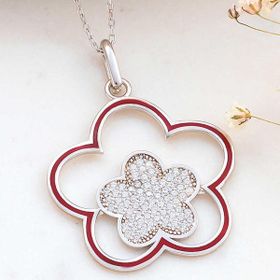 Himarry 925 Ayar Çiçek Desenli Kadın Gümüş Kolye