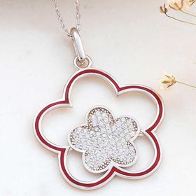 Himarry 925 Ayar Çiçek Desenli Kadın Gümüş Kolye