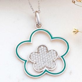 Himarry 925 Ayar Çiçek Desenli Kadın Gümüş Kolye