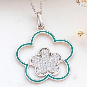 Himarry 925 Ayar Çiçek Desenli Kadın Gümüş Kolye