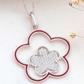 Himarry 925 Ayar Çiçek Desenli Kadın Gümüş Kolye