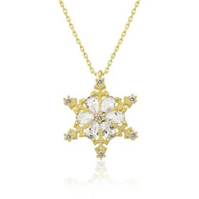 Himarry 925 Ayar Gold Kar Çiçeği Kadın Gümüş Kolye