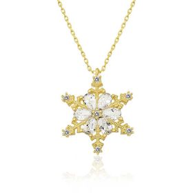 Himarry 925 Ayar Gold Kar Çiçeği Kadın Gümüş Kolye