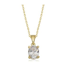 Himarry 925 Ayar Gold Oval Zirkon Taşlı Kadın Gümüş Kolye