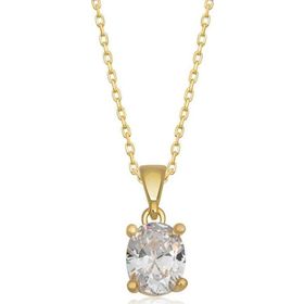 Himarry 925 Ayar Gold Oval Zirkon Taşlı Kadın Gümüş Kolye