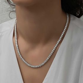 Himarry 925 Ayar Gümüş 3 mm Beyaz Taşlı Su Yolu Kadın Kolye