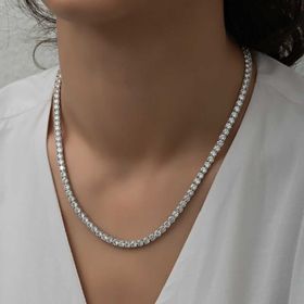Himarry 925 Ayar Gümüş 3 mm Beyaz Taşlı Su Yolu Kadın Kolye