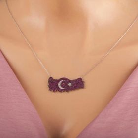 Himarry 925 Ayar Gümüş Ay Yildiz Turkiye Haritasi Kadın Kolye