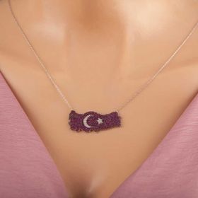 Himarry 925 Ayar Gümüş Ay Yildiz Turkiye Haritasi Kadın Kolye