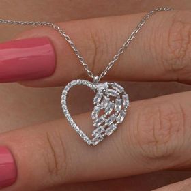 Himarry 925 Ayar Gumus Baget Tasli Kalp Kadın Kolye