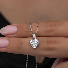 Himarry 925 Ayar Gumus Beyaz Tasli Kalpli Kadin Kolye