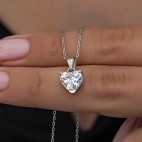 Himarry 925 Ayar Gumus Beyaz Tasli Kalpli Kadin Kolye