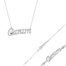 Himarry 925 Ayar Gümüş Canım Yazılı Kalp Set