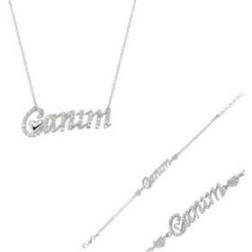 Himarry 925 Ayar Gümüş Canım Yazılı Kalp Set