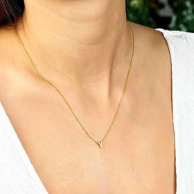 Himarry 925 Ayar Gümüş Gold 3 Boyutlu Y Harf Kadın Kolye