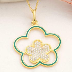 Himarry ​925 Ayar Gümüş Gold Çicek Desenli Kadın Kolye