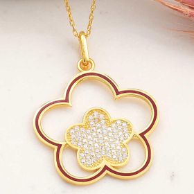 Himarry ​925 Ayar Gümüş Gold Çicek Desenli Kadın Kolye