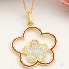 Himarry ​925 Ayar Gümüş Gold Çicek Desenli Kadın Kolye