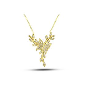 Himarry 925 Ayar Gümüş Gold Daldaki Kelebek Kadın Kolye