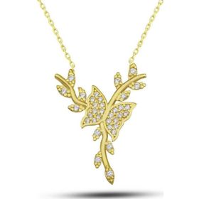 Himarry 925 Ayar Gümüş Gold Daldaki Kelebek Kadın Kolye