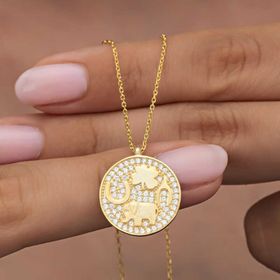 Himarry 925 Ayar Gümüş Gold Fil Motifli Sans Kadın Kolye