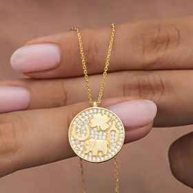 Himarry 925 Ayar Gümüş Gold Fil Motifli Sans Kadın Kolye