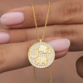Himarry 925 Ayar Gümüş Gold Fil Motifli Sans Kadın Kolye