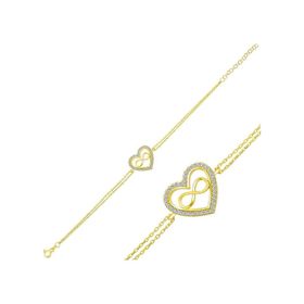 Himarry 925 Ayar Gümüş Gold Kalp Sonsuzluk Bileklik