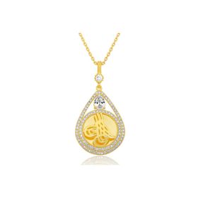 Himarry 925 Ayar Gumus Gold Kaplama Damla Tugrali Kadın Kolye
